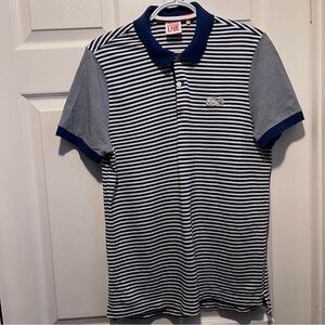 Lacoste Live Polo shirt slim Men 5 Small short sleeve blue white striped preppy
